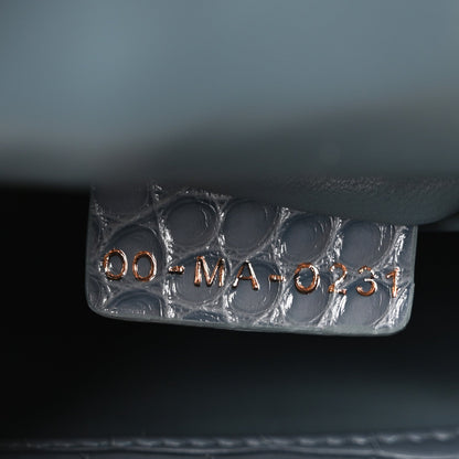 Alligator Crystal Mini Lady Dior Blue