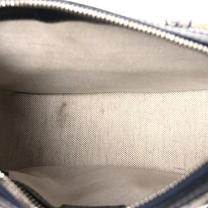 GG Supreme Monogram Azalea Calfskin Retro Interlocking G Wristlet Messenger Bag Beige Blue