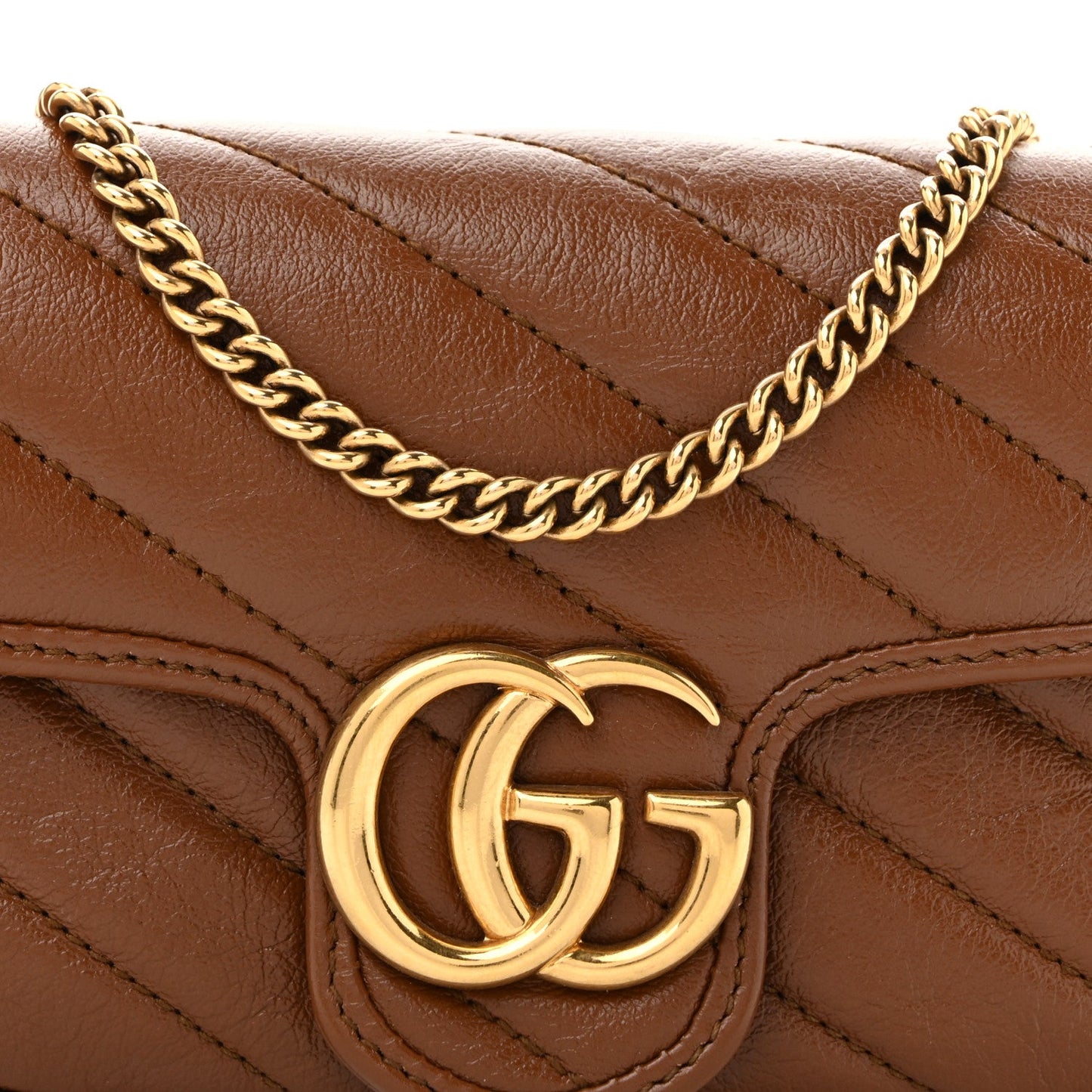 Azalea Calfskin Matelasse Diagonal Super Mini GG Marmont Shoulder Bag Cuir