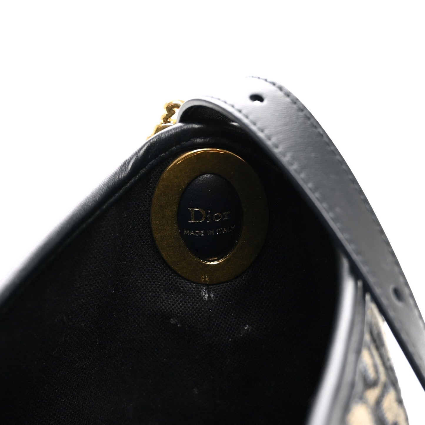 Oblique Calfskin Small Medaillon Bucket Bag Blue