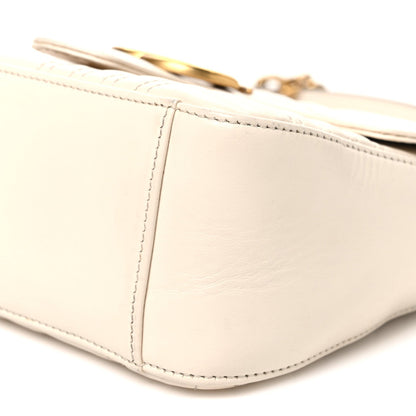 Calfskin Matelasse Mini GG Marmont Top Handle Shoulder Bag White