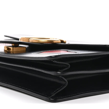 Knight Calfskin Malaga Kid Heart Medium GG Marmont Chain Handle Bag Black Hibiscus Red Multicolor