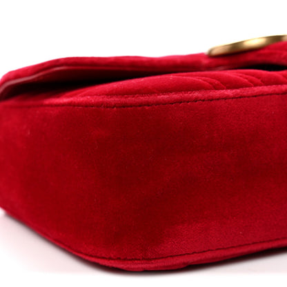 Velvet Matelasse Mini GG Marmont Shoulder Bag Hibiscus Red