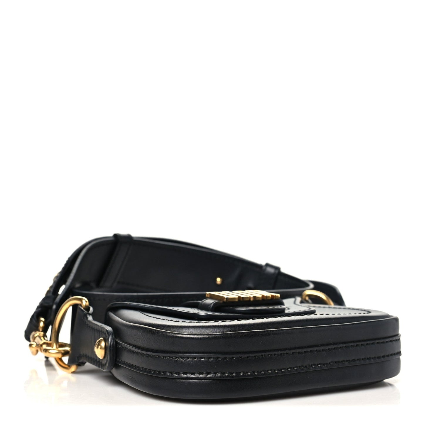 Calfskin Mini D Fence Saddle Bag Black