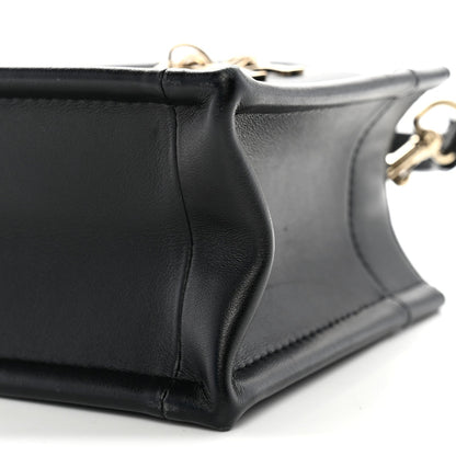 Calfskin Macrocannage Mini Book Tote Black