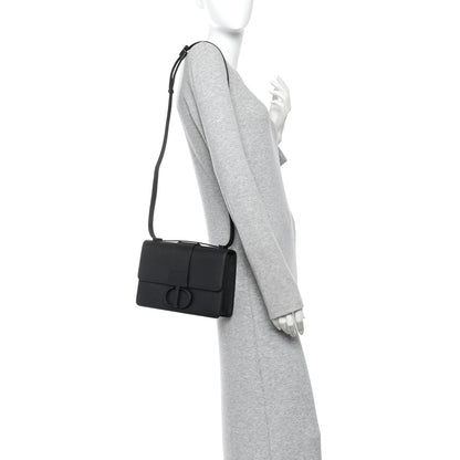 Ultra Matte Grained Calfskin 30 Montaigne Flap Bag Black