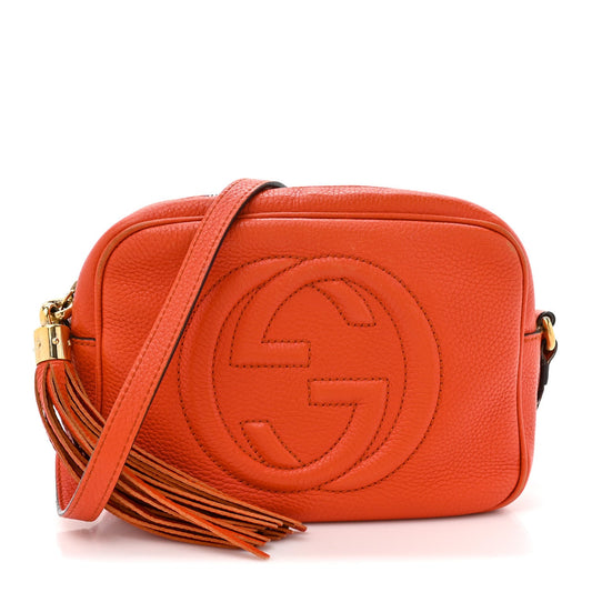 Pebbled Calfskin Small Soho Disco Bag Sun Orange