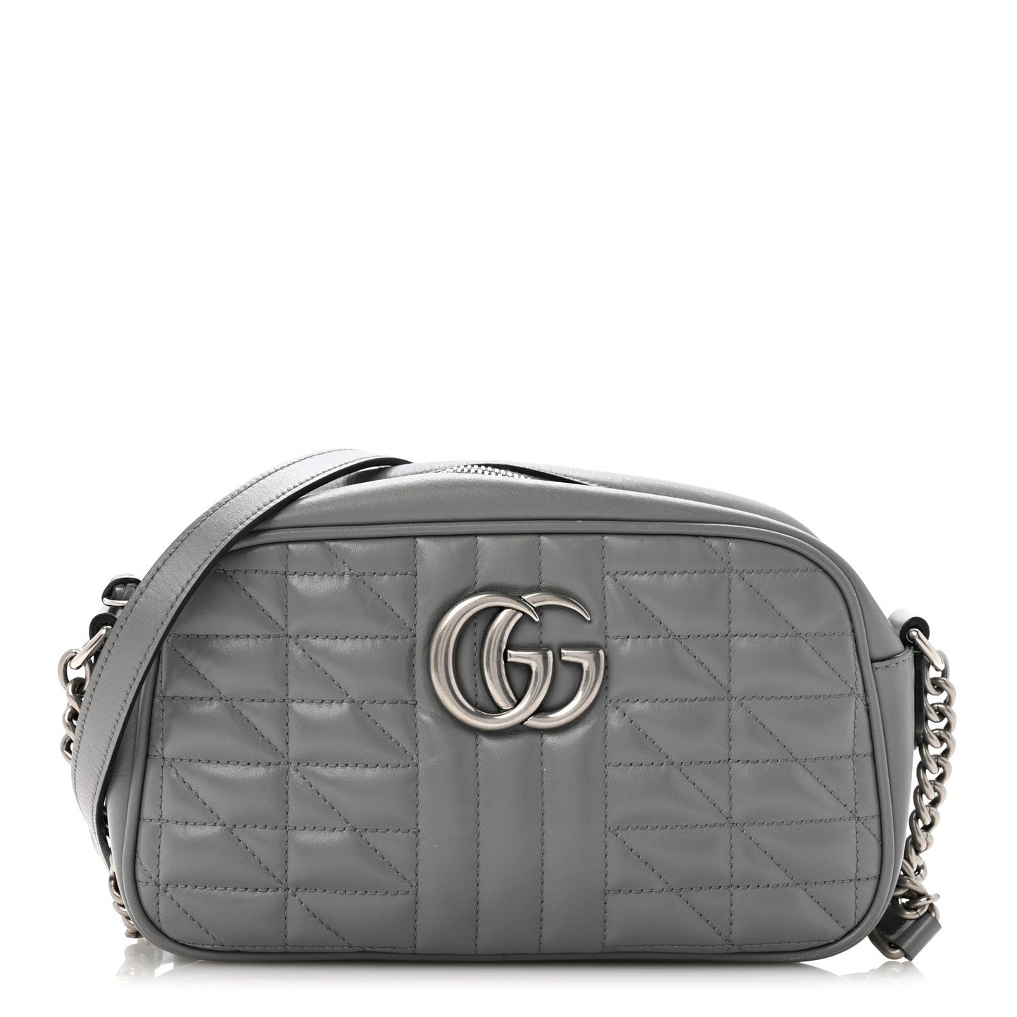 Calfskin Matelasse Aria Small GG Marmont Chain Shoulder Bag Deep Grey
