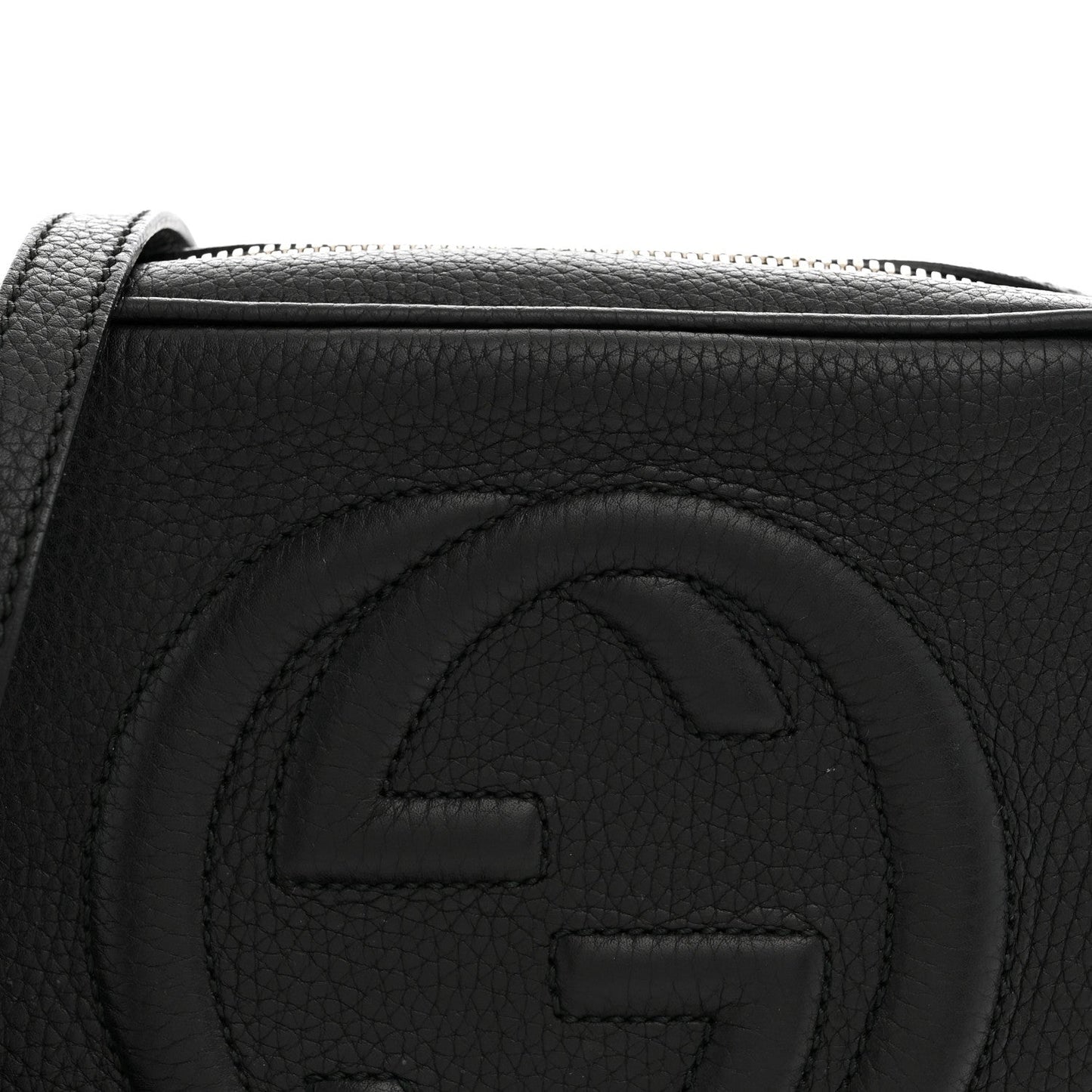 Pebbled Calfskin Small Soho Disco Bag Black