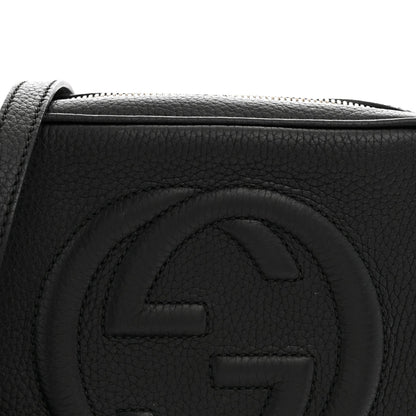 Pebbled Calfskin Small Soho Disco Bag Black
