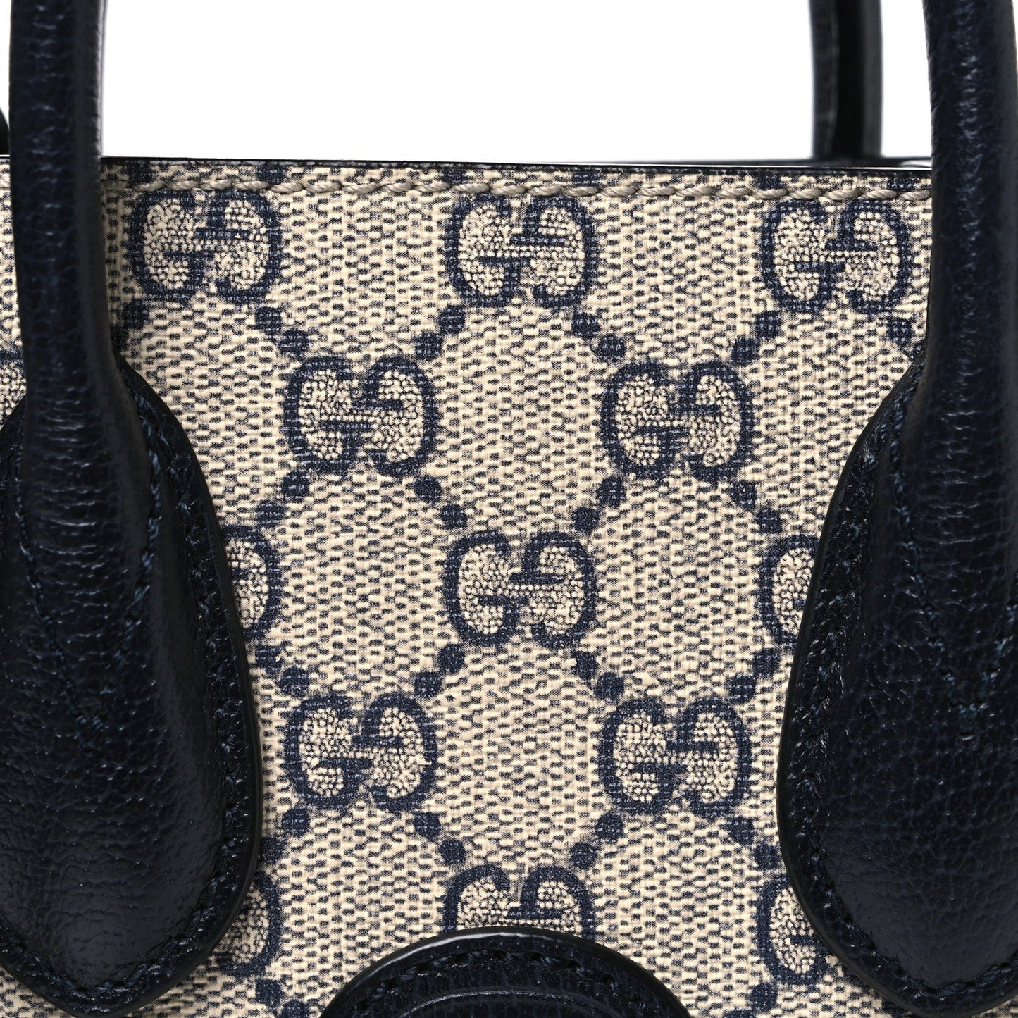 GG Supreme Monogram Textured Dollar Calfskin Mini Retro Interlocking G Tote Bag Beige Blue