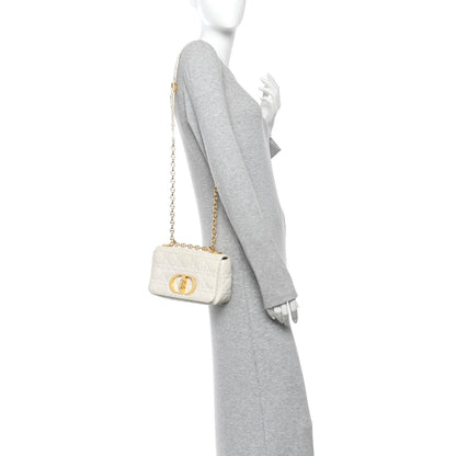 Calfskin Cannage Small Caro Bag Ivory