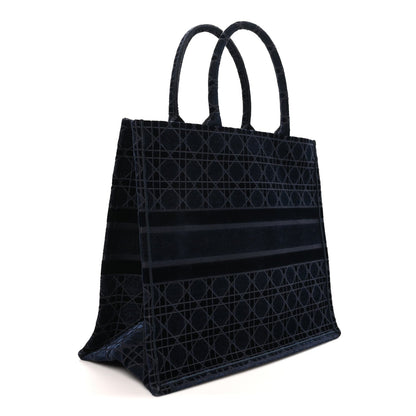 Velvet Cannage Large Book Tote Navy Blue