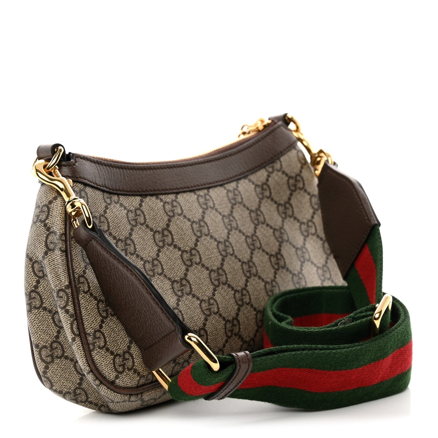 GG Supreme Monogram Textured Dollar Calfskin Web Small Ophidia GG Handbag Beige Ebony New Acero