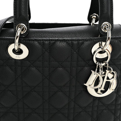 Grained Calfskin Cannage Medium Lady Dior Black