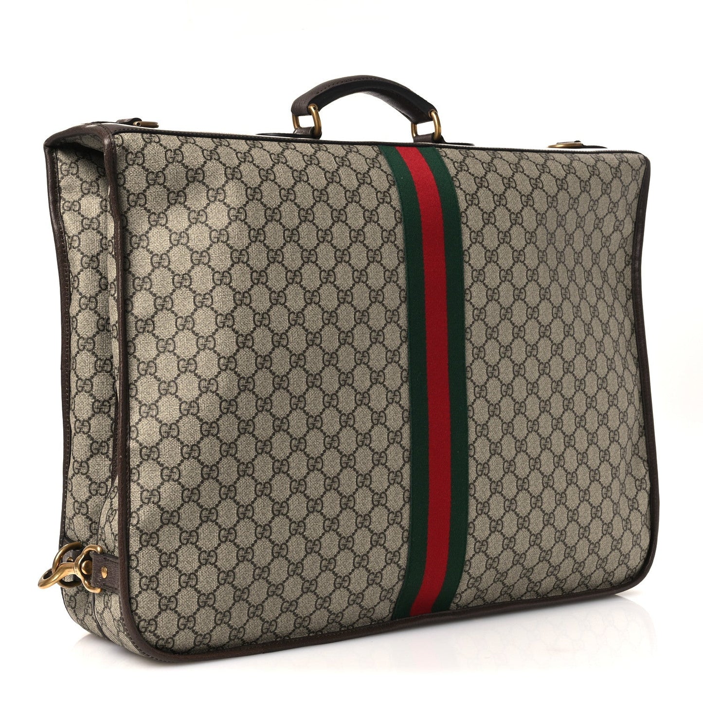 GG Supreme Monogram Textured Dollar Calfskin Web Ophidia Savoy Garment Bag Beige Ebony New Acero