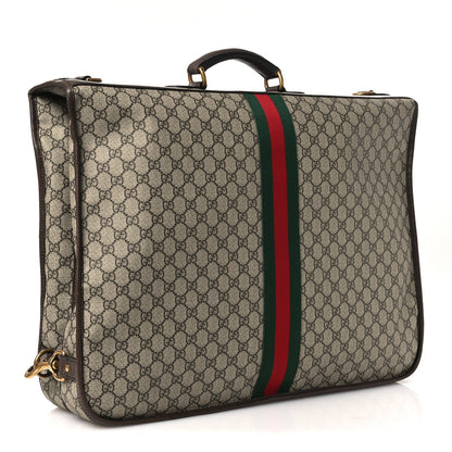 GG Supreme Monogram Textured Dollar Calfskin Web Ophidia Savoy Garment Bag Beige Ebony New Acero