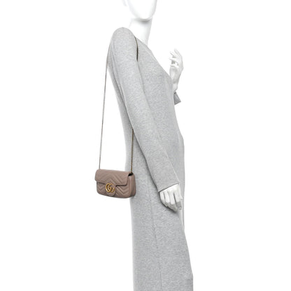Calfskin Matelasse Super Mini GG Marmont Shoulder Bag Porcelain Rose