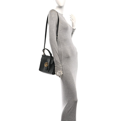 Calfskin Small GG Marmont Top Handle Bag Black