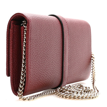 Pebbled Calfskin Jackie 1961 Chain Wallet Burgundy