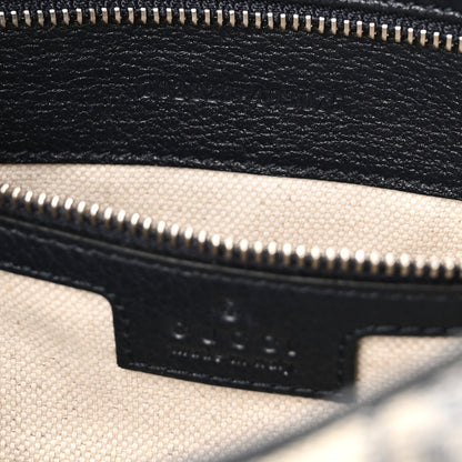 GG Supreme Monogram Textured Calfskin Web Large Attache Shoulder Bag Beige Blue