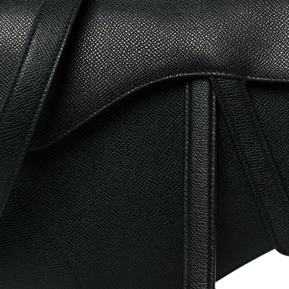 Grained Calfskin Saddle Bag With Strap Black