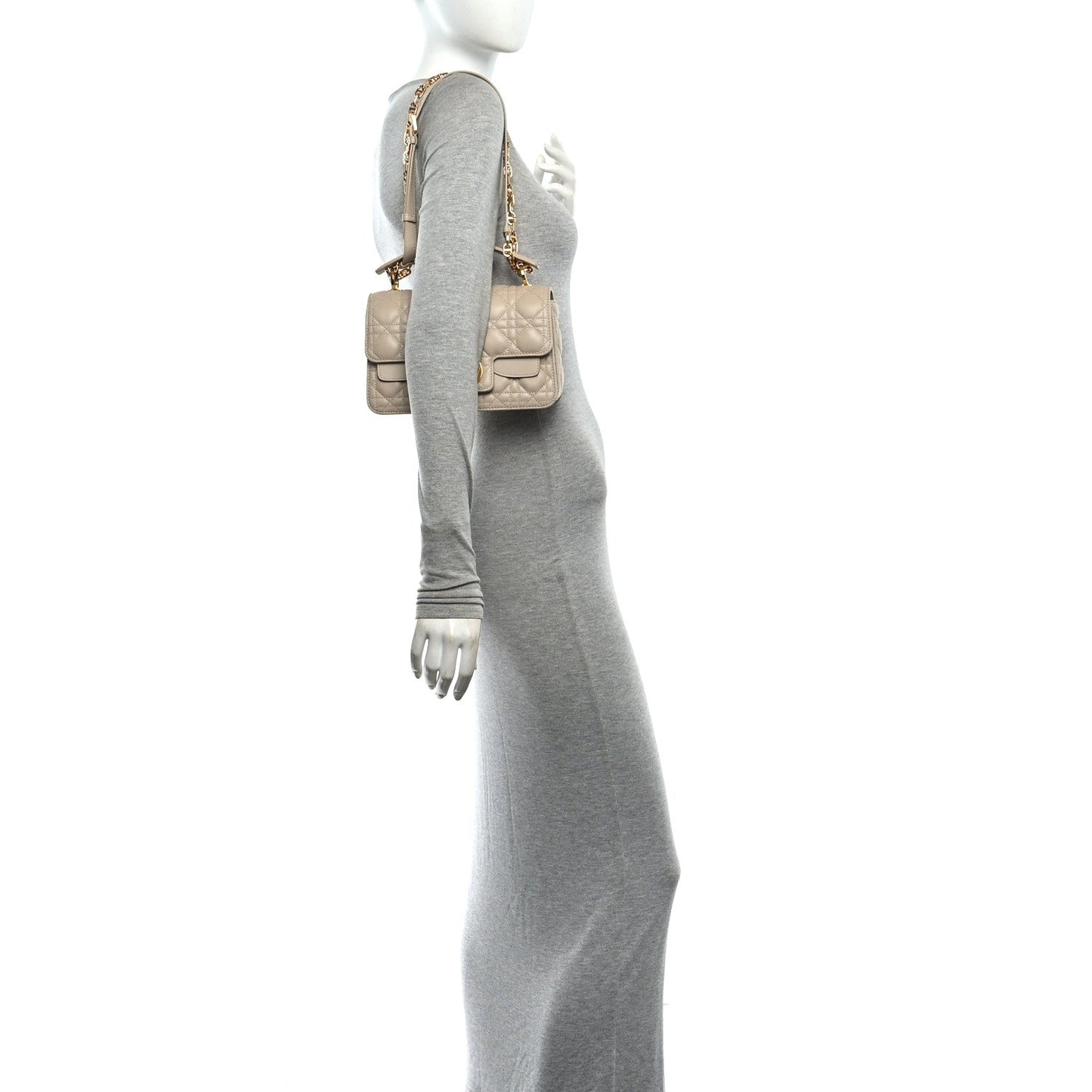 Lambskin Cannage Small Jolie Top Handle Bag Powder Beige Latte