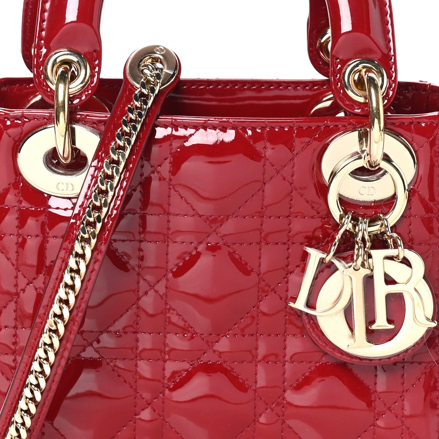 Patent Cannage Mini Lady Dior Red