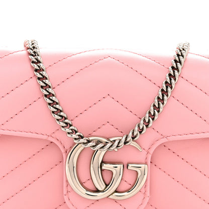 Calfskin Matelasse Super Mini GG Marmont Shoulder Bag Wild Rose Wild Rose
