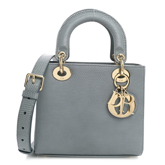 Lizard Small Lady Dior Cloud Blue