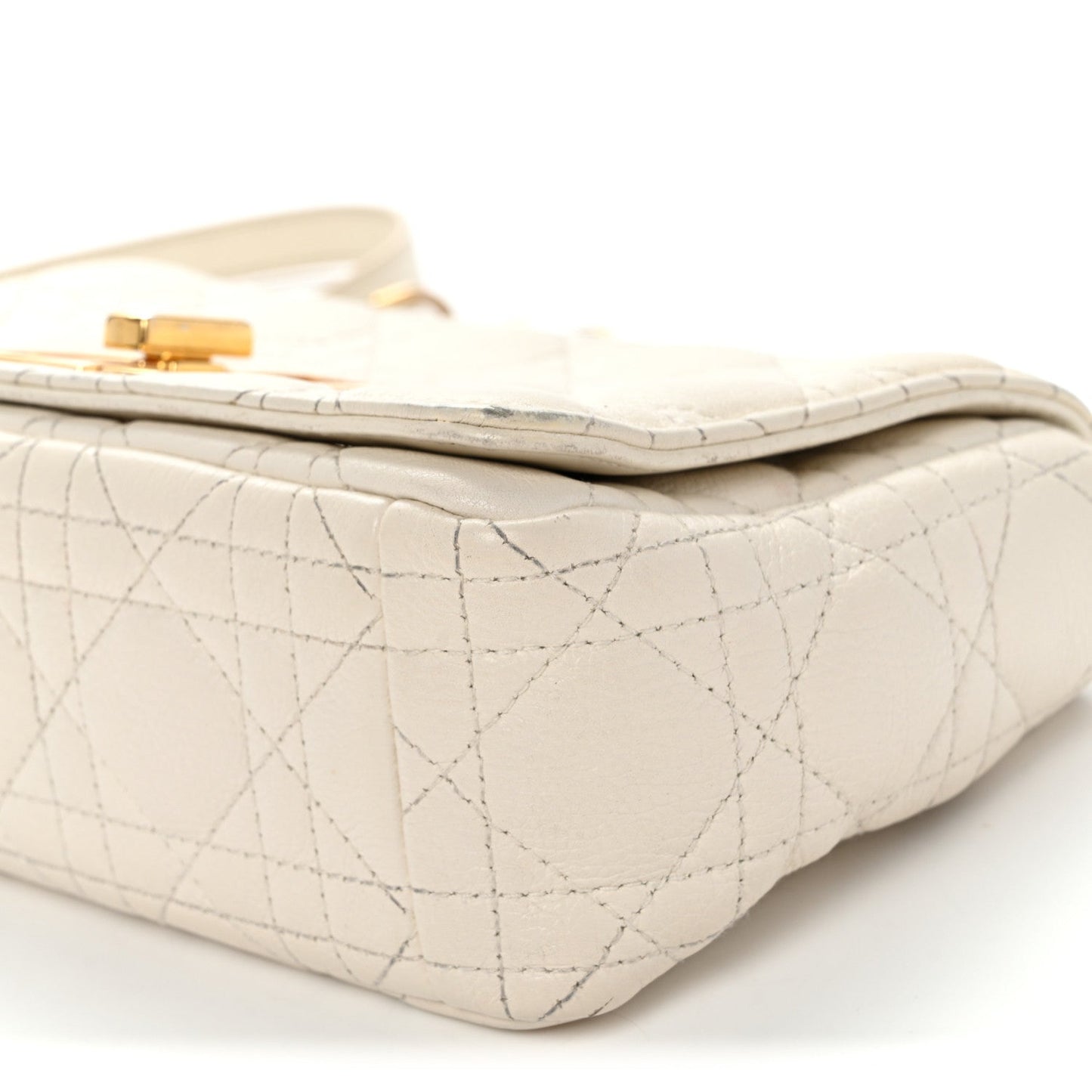 Calfskin Cannage Small Caro Bag Ivory