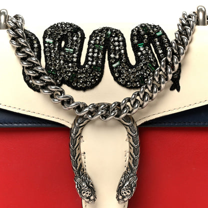 Calfskin Crystal Snake Embroidered Mini Dionysus Shoulder Bag Mystic White Hibiscus Red Blue Agata