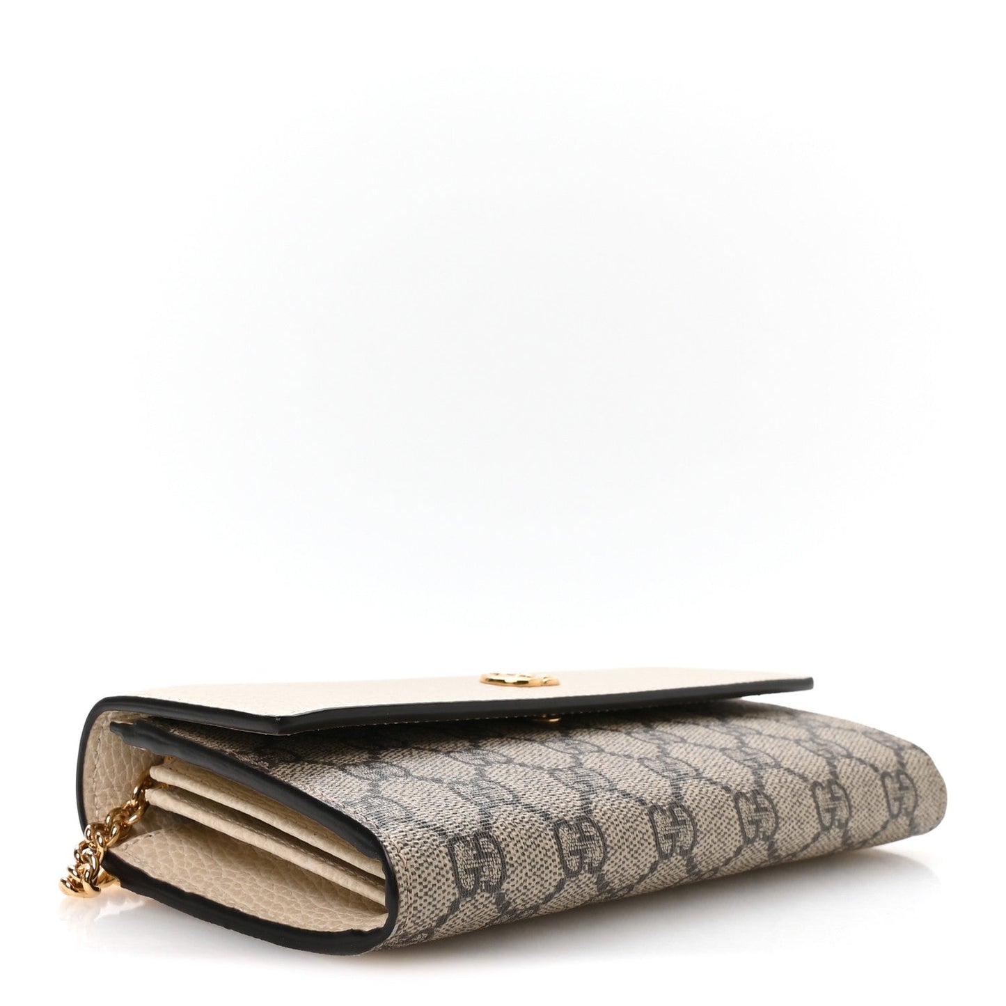 Dollar Calfskin GG Supreme Monogram Petite GG Marmont Wallet Chain Bag Mystic White Beige Ebony Mystic White Beige Ebony