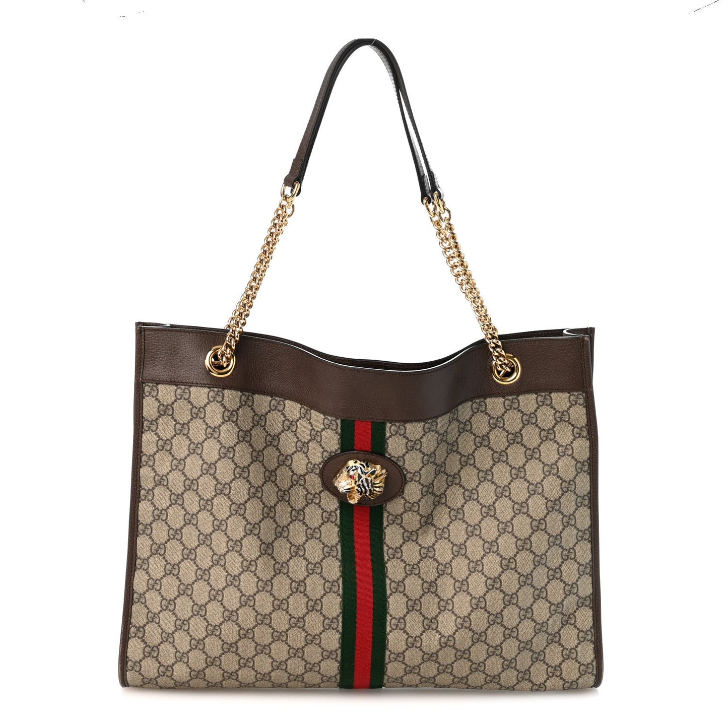 GG Supreme Monogram Large Rajah Chain Tote Beige New Acero