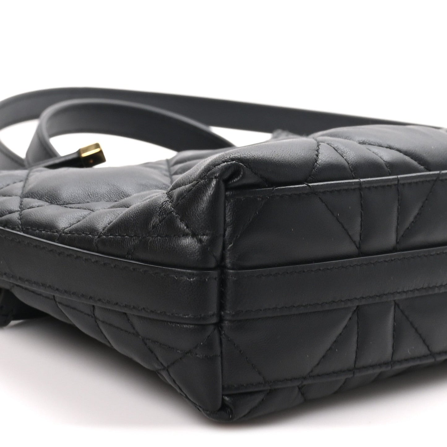 Calfskin Macrocannage Miss Caro Diorling Mini Bag with Chain Black