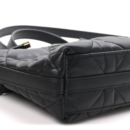 Calfskin Macrocannage Miss Caro Diorling Mini Bag with Chain Black