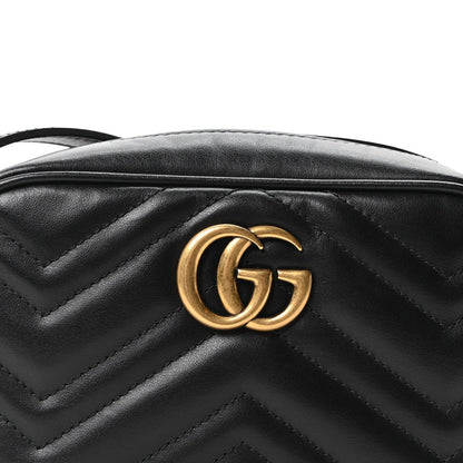 Calfskin Matelasse Mini GG Marmont Chain Shoulder Bag Black