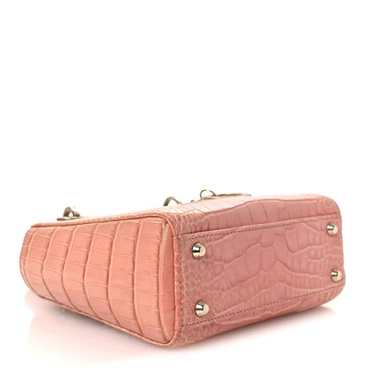 Alligator Crystal Mini Lady Dior Pink