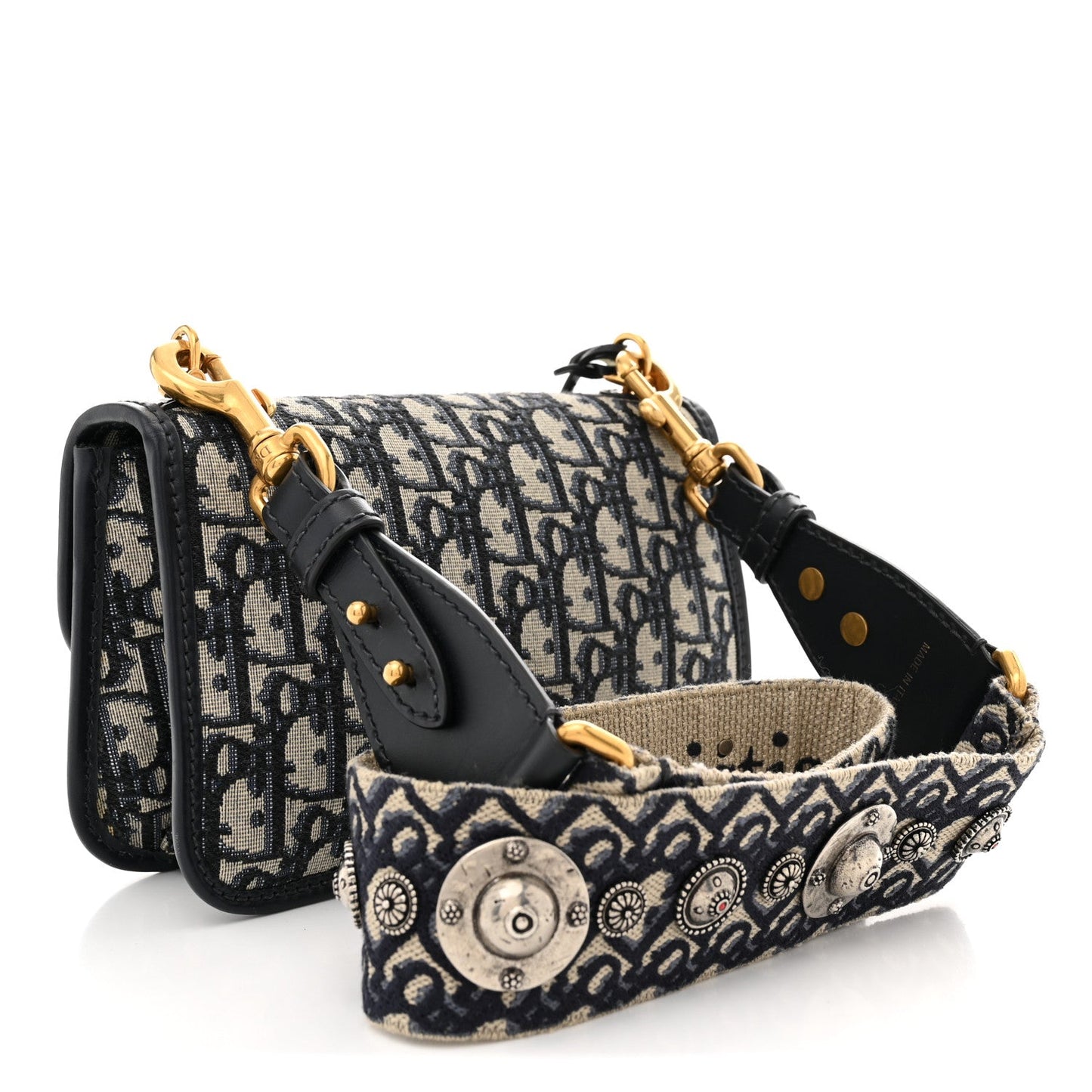 Oblique Small DiorAddict Flap Bag Navy Blue