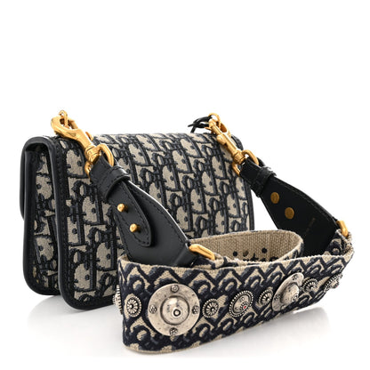 Oblique Small DiorAddict Flap Bag Navy Blue