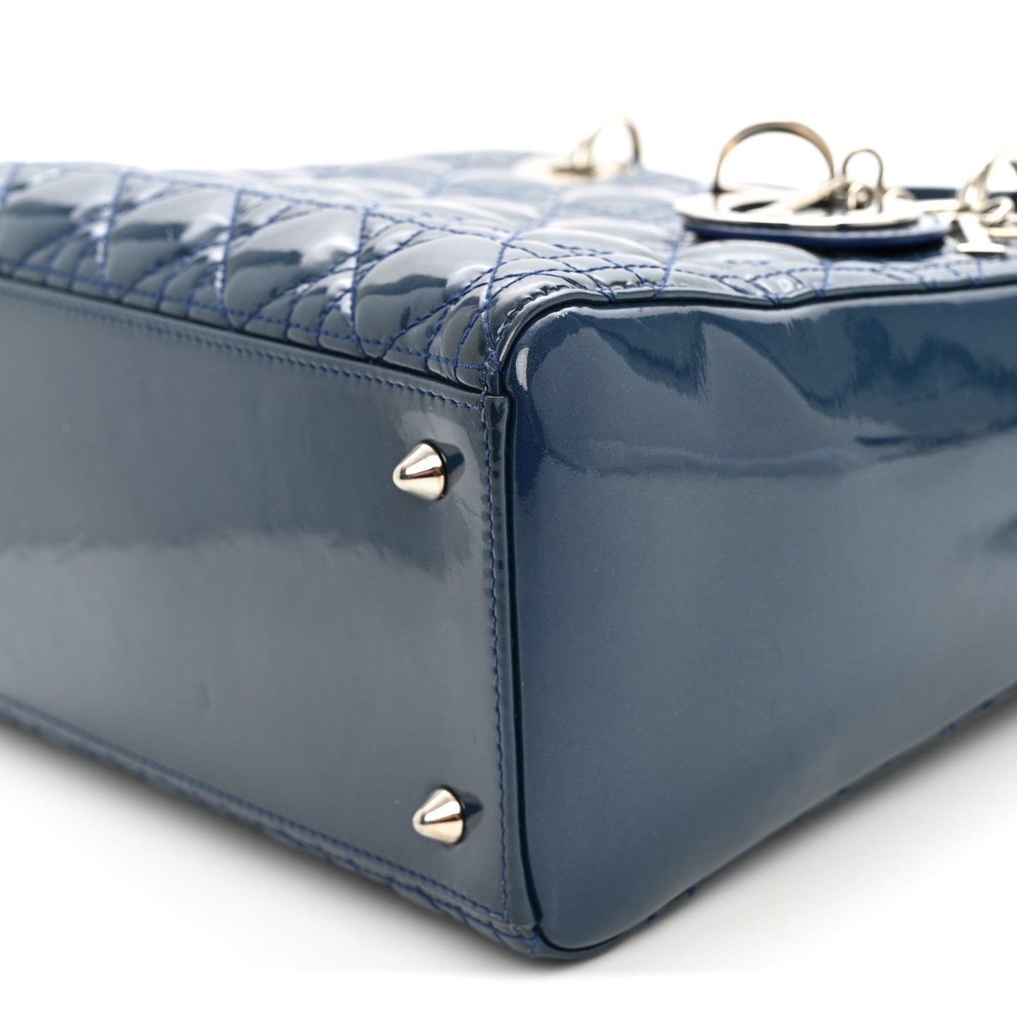 Patent Cannage Medium Lady Dior Blue