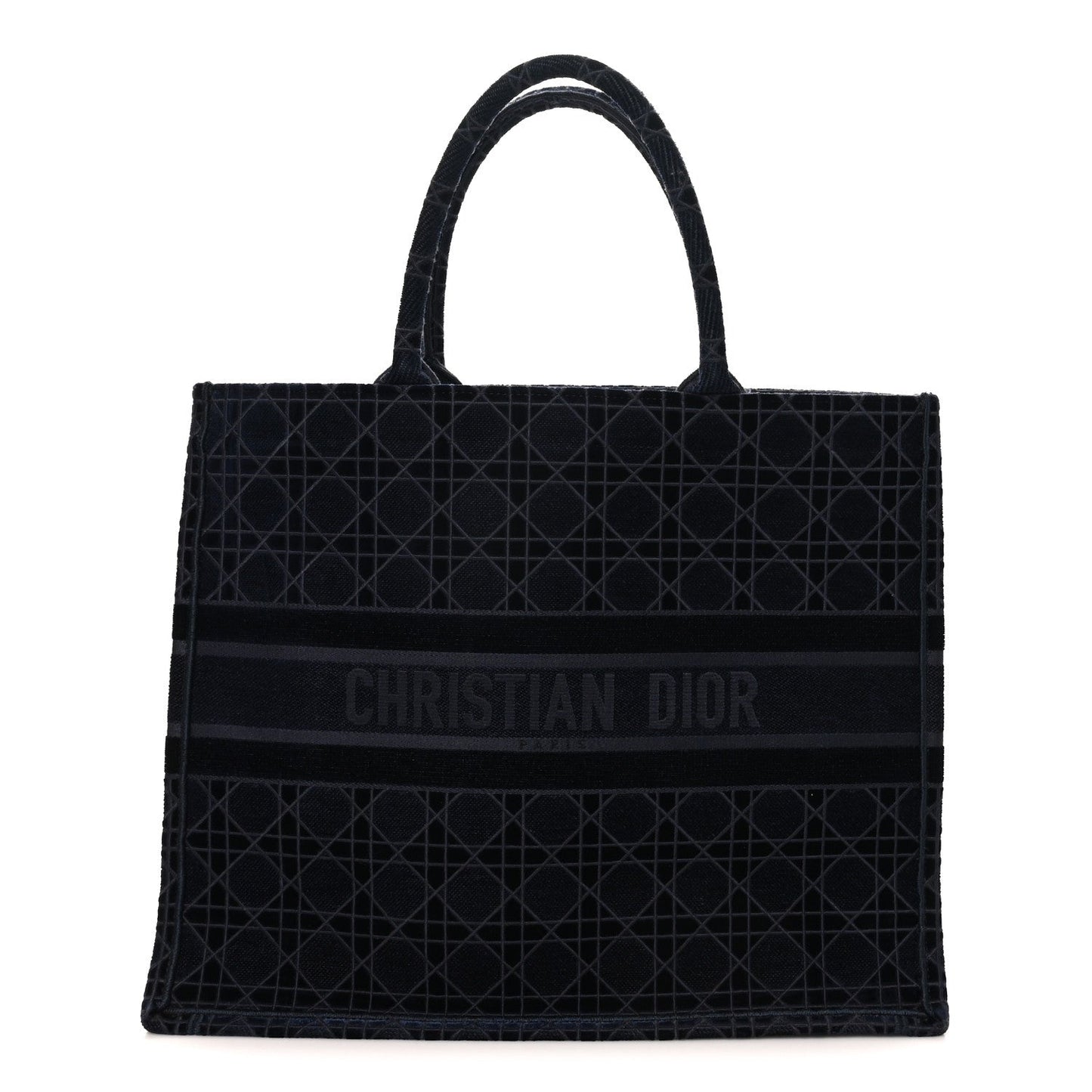 Velvet Cannage Large Book Tote Navy Blue