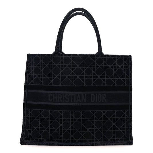 Velvet Cannage Large Book Tote Navy Blue
