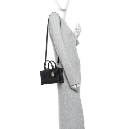 Calfskin Macrocannage Mini Book Tote Black