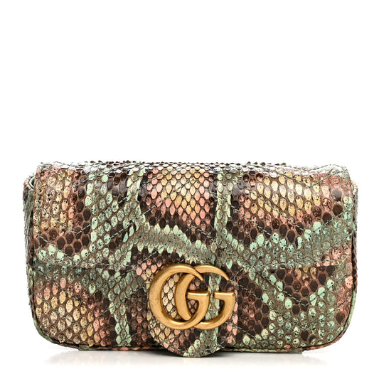 Snakeskin Matelasse GG Marmont Chain Belt Bag