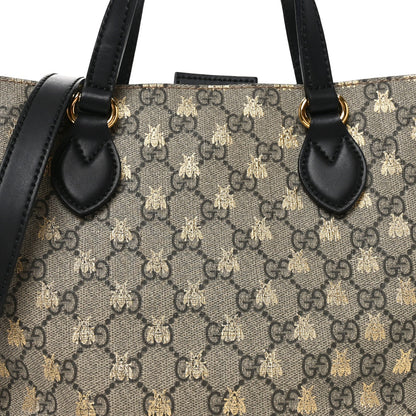 Soft GG Supreme Monogram Bees Small Crossbody Tote Beige Oro Black