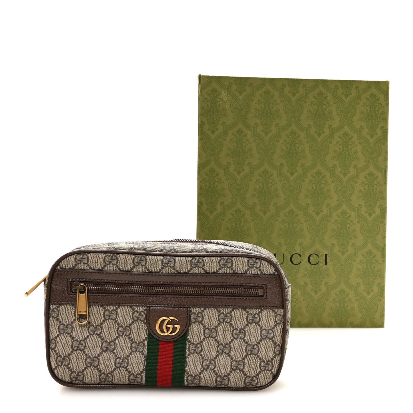 Soft GG Supreme Monogram Medium Ophidia Belt Bag Dark Brown