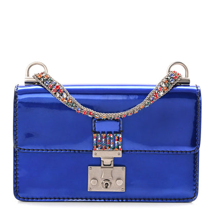 Metallic Patent Crystal Dioraddict Flap Bag Blue