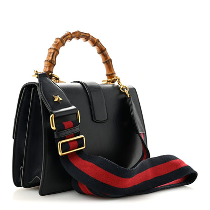 Moon Calfskin Bamboo Web Medium Dionysus Top Handle Bag Blue Emerald Hibiscus Red