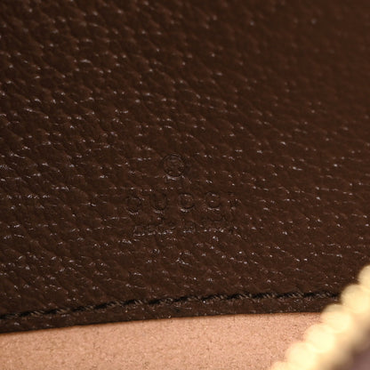 GG Supreme Monogram Textured Calfskin Web Mini Ophidia Half Moon Hobo Beige Ebony New Acero